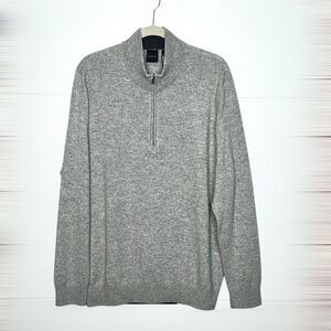 New DUNNING Cashmere Sweater Half Zip Light Gray Mock Neck Men’s XL